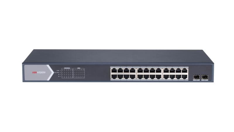 HIKVISION Hikvision DS-3E0526P-E/M 24 Port Gigabit Unmanaged PoE Switch, 24x Gigabit PoE port, 2x Gigabit SFP fiber optical port - product view 2 of 7