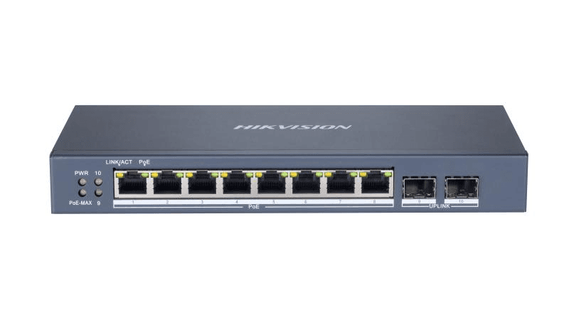Hikvision DS-3E1510P-SI Smart Managed 8-Port Gigabit PoE Switch, 8x Gigabit PoE Ports, and 2x Gigabit Fiber Optical Ports – Buy Online