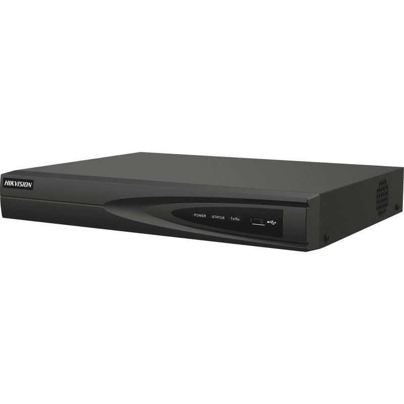 Hikvision DS-7604NI-Q1/4P (D) NVR, Up to 4-ch IP camera inputs, H.265+, Up to 40 Mbps incoming bandwidth, Up to 1-ch@8 MP/6-ch@1080p decoding capacity, Motion Detection 2.0, 1 self-adaptive 10/100 Mbps Ethernet interface, up to 4K resolution