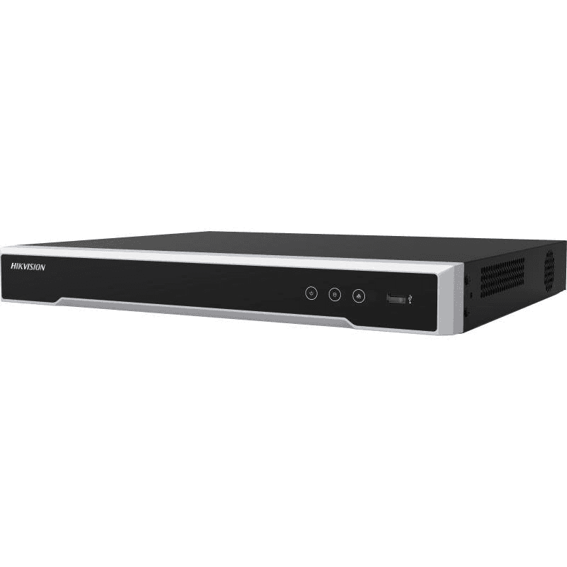 Hikvision DS-7608NI-M2/8P 8-ch 1U 8 PoE 8K NVR, Up to 8-ch IP Camera Inputs & 8-ch@8 MP Decoding, 128 Mbps Bandwidth, H.265+, 2 SATA, RJ-45 Ethernet, HDMI /VGA, USB 2.0 / USB 3.0, Black, Full POE NVR | DS-7608NI-M2/8P  
