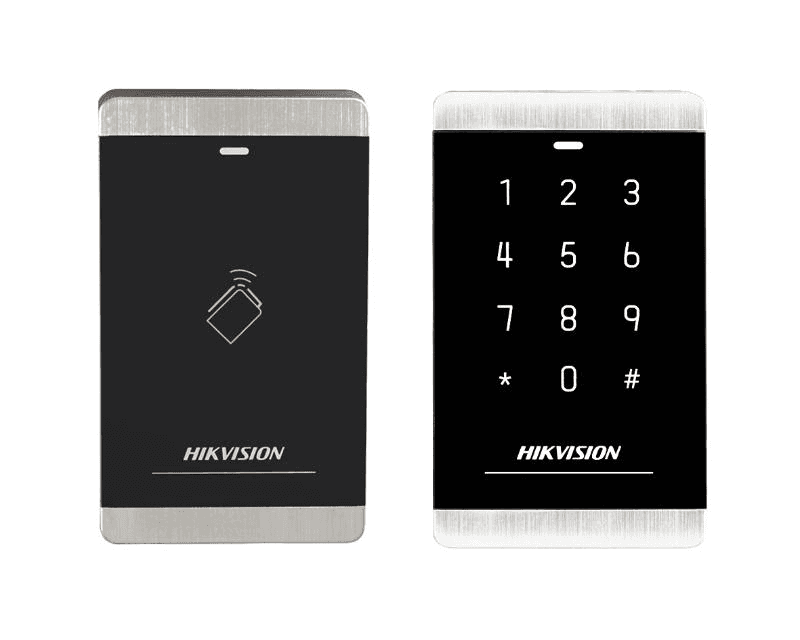 Hikvision DS-K1103M  Pro 1103 Series Card Reader, M1 card reader, PC+ABS material shell with PMMA panel design, Built-in audible beeper, RS-485 and Wiegand interface, IP64 – Buy Online