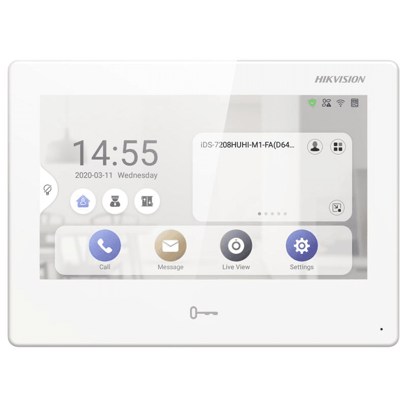 Hikvision DS-KH9310-WTE1 Video Intercom Network Indoor Station, 7-inch 1024 ?? 600 Colorful TFT Capacitive touch screen, 1 GB RAM, 4GB ROM, Android OS, Built-in microphone & loudspeaker
