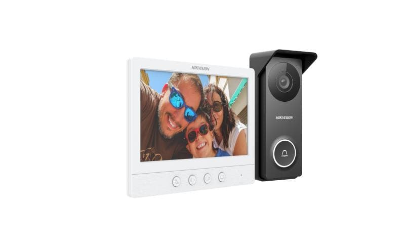 HIKVISION Hikvision DS-KIS213 4 Wire HD Kits Intercom System, 7" LCD TFT Screen, Built-In Omnidirectional Microphone & Loudspeaker, Supports Up to 1280 x 720 @ 60fps, Black & White - product view 3 of 3