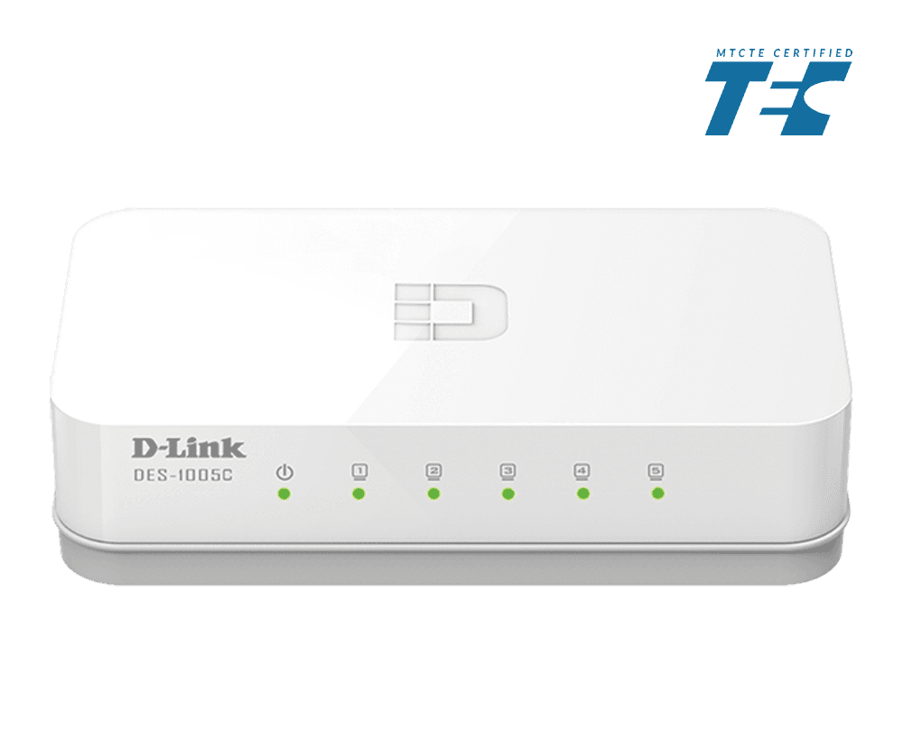 D-Link DES-1005C 5-Port Fast Ethernet Unmanaged Desktop Switch, Compact Fanless Design, D-Link Green Technology – Buy Online