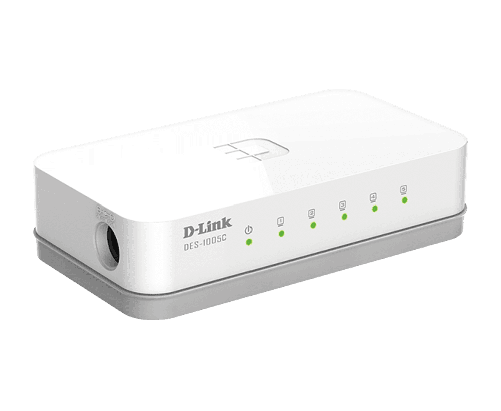 D-link D-Link DES-1005C 5-Port Fast Ethernet Unmanaged Desktop Switch, Compact Fanless Design, D-Link Green Technology - product view 3 of 4