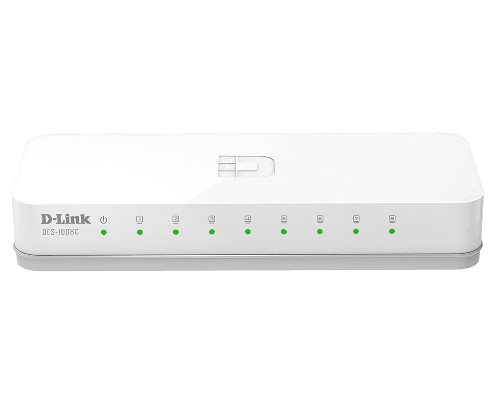 D-Link DES-1008C 8-Port Fast Ethernet Unmanaged Desktop Switch, Compact Fanless Design, D-Link Green Energy Saving – Buy Online