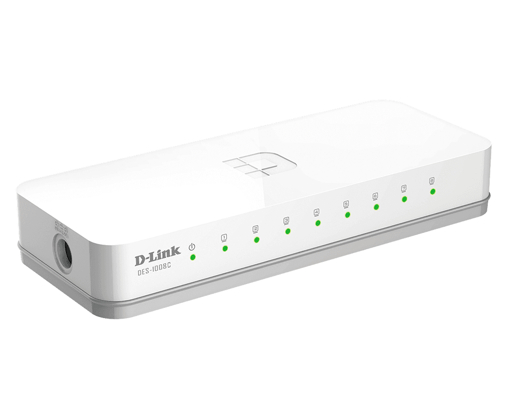 D-link D-Link DES-1008C 8-Port Fast Ethernet Unmanaged Desktop Switch, Compact Fanless Design, D-Link Green Energy Saving - product view 3 of 4