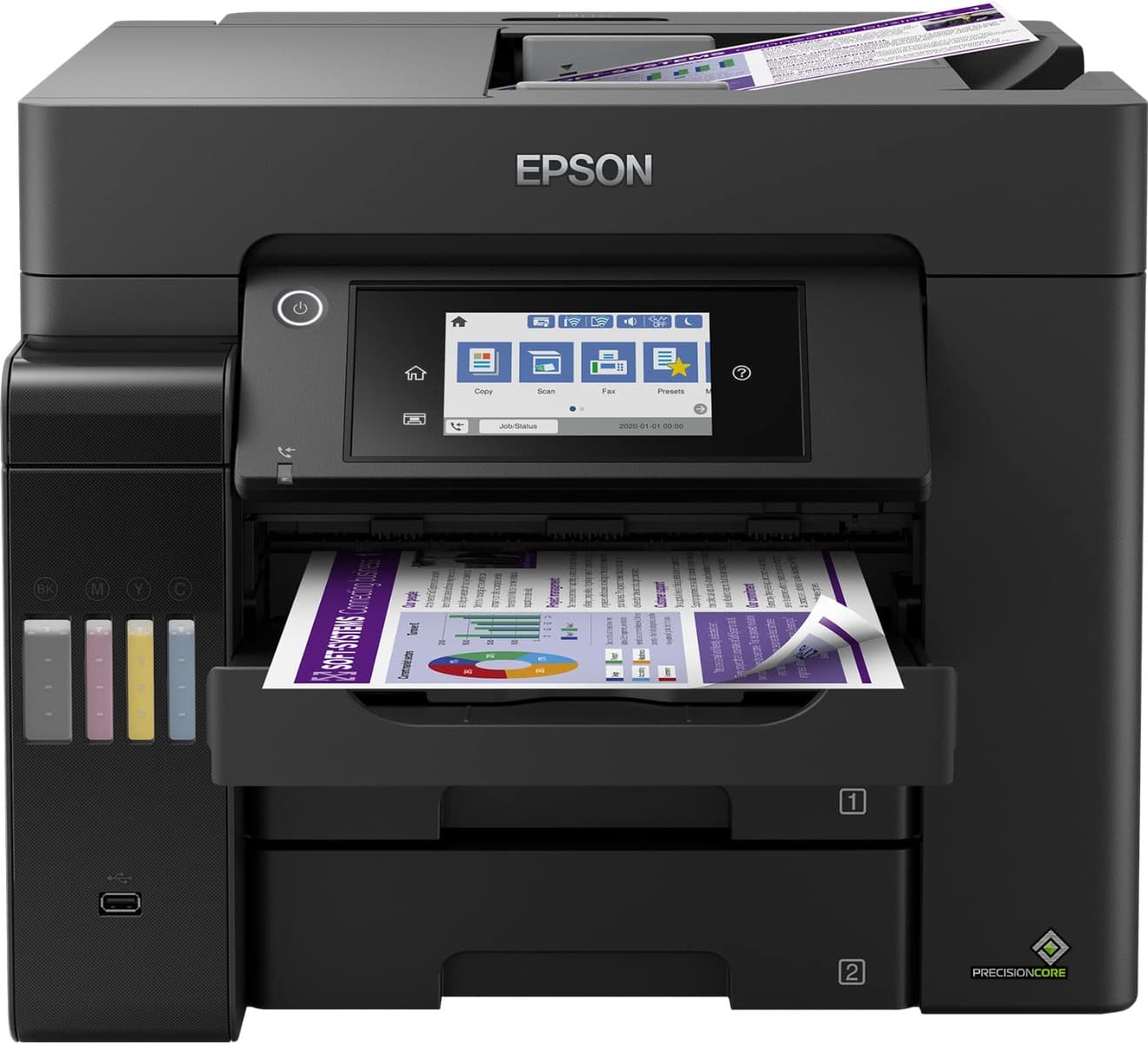 Epson Ecotank L6570 Office Ink Tank Printer A4 Colour 4 In 1 With Adf, Wi Fi And Smart Panel Connectivity Lcd Screen, Black, Compact - product view 1 of 3