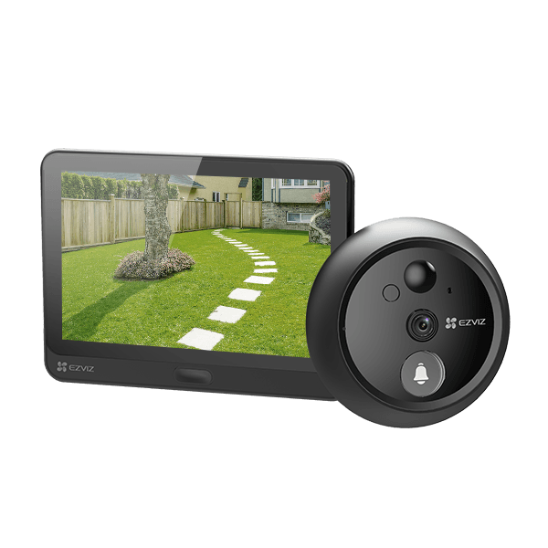 HP4  Wire-free Peephole Doorbell, 1080p Resolution, 155?? Ultra-wide-angle View, Live View & Two-way Video Call, 4.3-inch Color Screen, Night Vision Up to 3m (10ft), 4600mAh, Black | CS-HP4