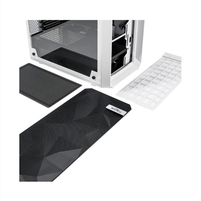 Fractal Design Fractal Meshify C Tempered Glass Computer Case,  ATX, mATX, ITX Motherboard compatibility, 7 slots, 3x Dedicated 2.5" drive capacity, 7 fan mounts, Both side panels, SSD brackets, Both side panels, SSD brackets, Dust filters | FD-CA-MESH-C-WT-TGC  - product view 2 of 15