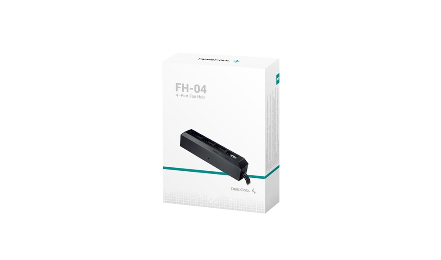 DEEPCOOL Deepcool FH-04 4 Port Fan Hub, Up to 4 fans and compatible with 3-pin/4-pin Fans, Double-faced Adhesive, Black | DP-F04PWM-HUB - product view 2 of 5