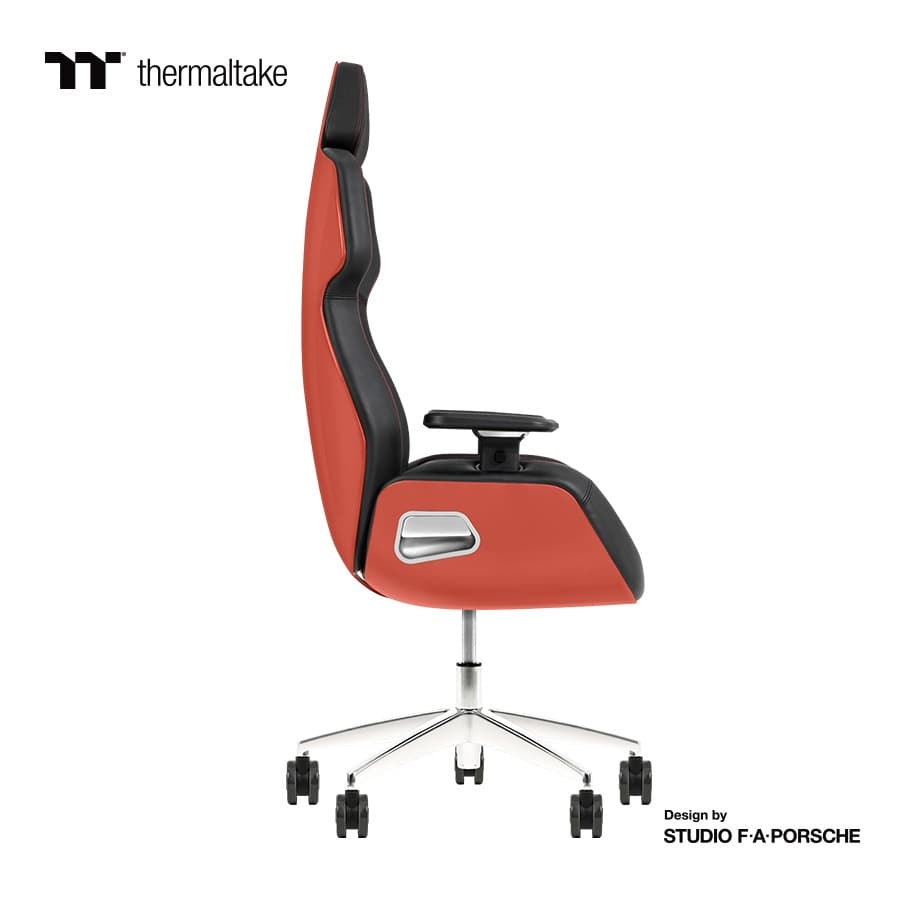 Thermaltake Argent E700 Real Leather Gaming Chair, Design by Studio F. A. Porsche, 4D Adjustable Armrests, Wire-Control Mechanism, 4 Gas Lift-Flaming Orange - product view 2 of 6