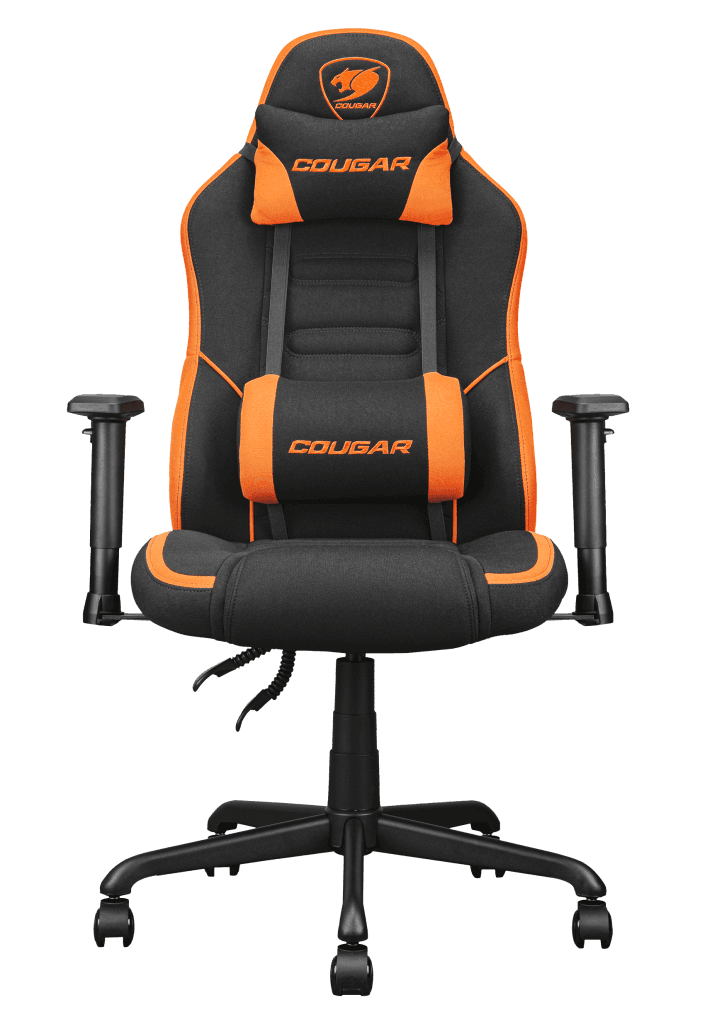 Cougar COUGAR Fusion SF Ergonomic Gaming Chair, Woven Fabric, Metal 5-Star Base, Built-in 3D Lumbar Support, Adjustable Armrest, Class 4 Gas Lift Cylinder, 120 kg, Orange/Black | 3MFSFORB.0001 - product view 2 of 5