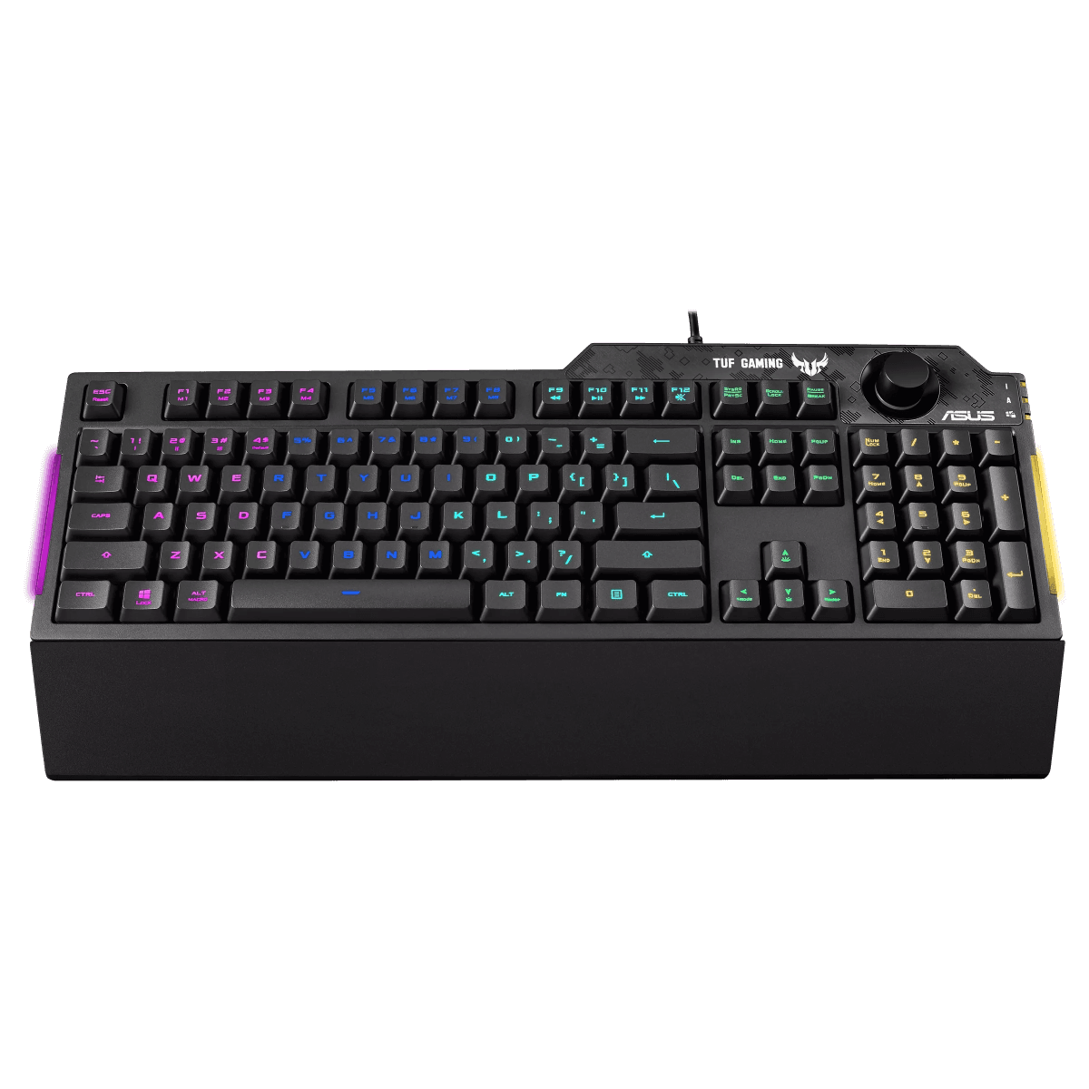 Asus ASUS TUF K1 Membrane Gaming Keyboard for PC, Onboard Memory, Dedicated Volume Knob, Aura Sync RGB & Side Lighting, Detachable Wrist Rest, Spill-Resistant, ENG-ARB Layout, Black | 90MP01X0-BKCA00 - product view 2 of 5