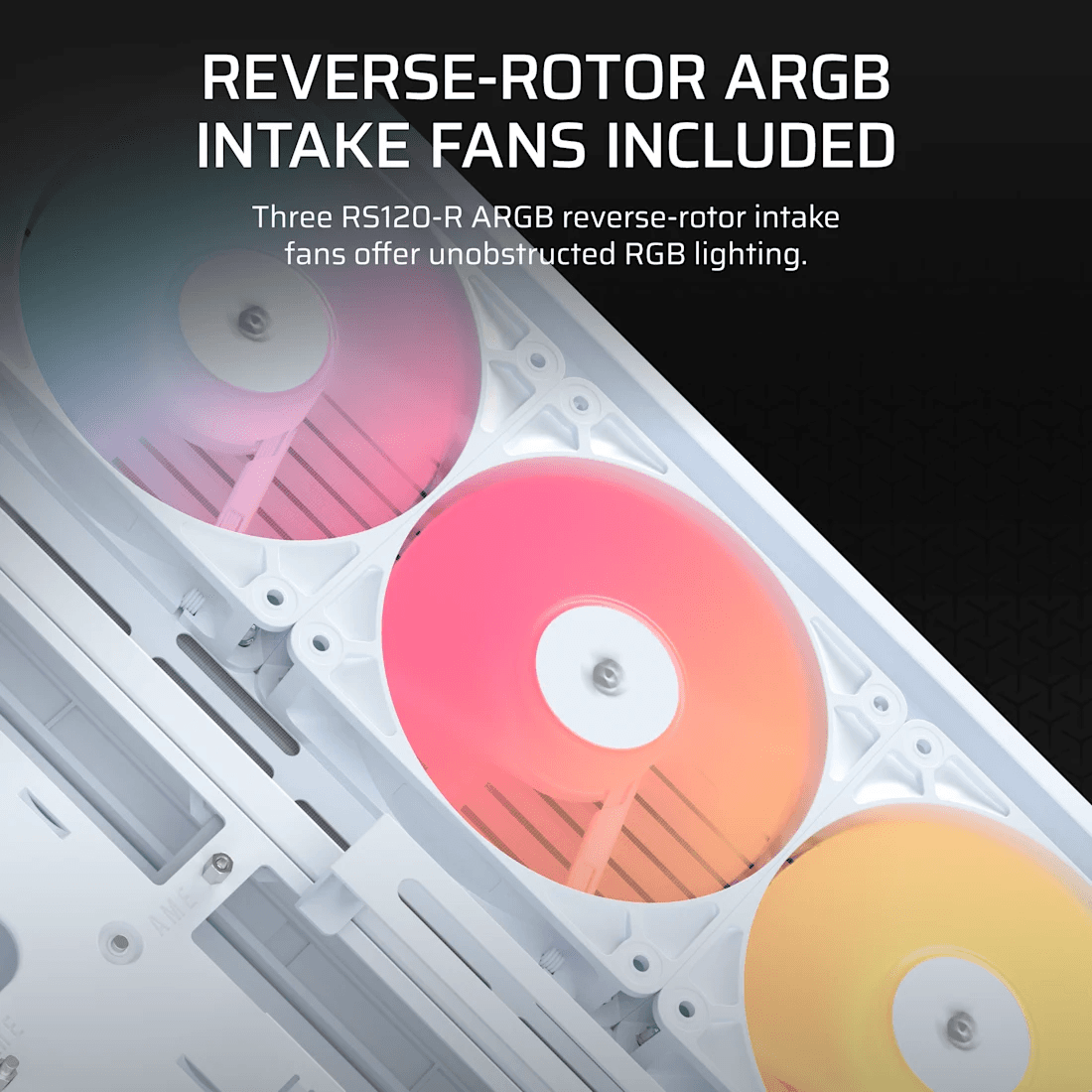 Corsair CORSAIR FRAME 4500X RS-R ARGB White Panoramic Mid-Tower Case, Curved Glass, 3x Reverse Fans, Reverse-Connector Support, White | CC-9011315-WW - product view 3 of 8