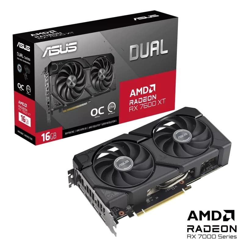 Asus ASUS Dual Radeon??? RX 7600 XT OC Edition 16GB GDDR6 Graphic Card, 18 Gbps 128-bit, 2048 Stream Processors, Max Resolution 7680 x 4320, Max Boost,  PCI Express 4.0,  OpenGL4.6 | 90YV0K21-M0NA002801 MHz - product view 2 of 8