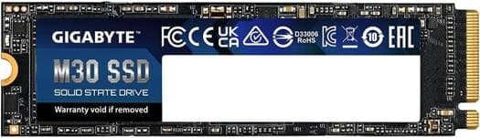 Gigabyte Gigabyte M30 1TB NVMe M.2 Internal Solid State Drive, PCIe Gen3.0 x4 M.2 2280 Interface, Sequential Read Speed Upto 3500Mb/s, Write Speed Upto 3500Mb/s, 3D TLC NAND, DDR3L DRAM Cache | GP-GM301TB-G - product view 3 of 5