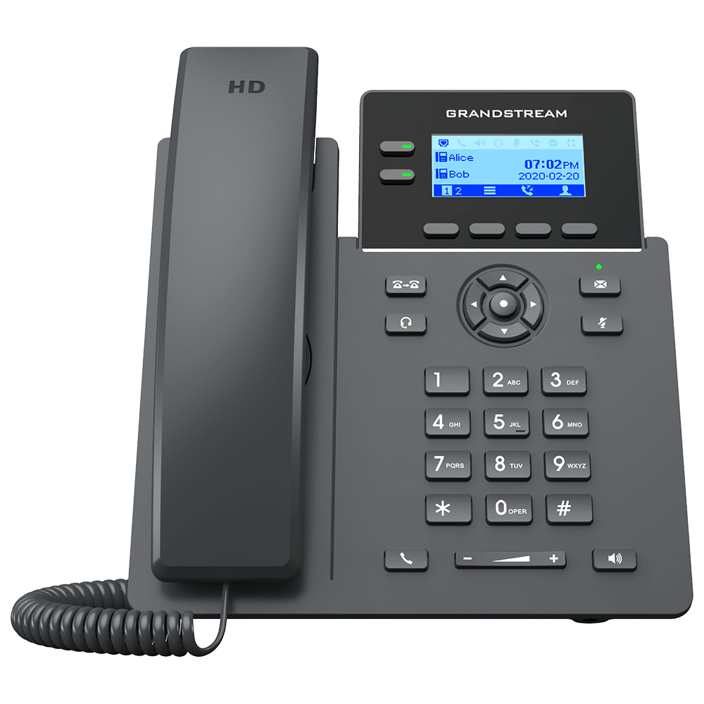 Grandstream Grandstream GRP2602 2-Line Essential IP Phone: 2 Lines, 4 SIP Accounts, 2.4 inch (132x48) backlit graphical LCD Display, built-in dual-band Wi-Fi, 5-way audio conferencing, Swappable faceplate | GRP2602W - product view 2 of 4