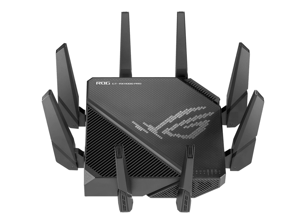 Asus ASUS ROG Rapture GT-AX11000 Pro  GT-AX11000 Pro Tri-Band WiFi 6 gaming router, 2.5G port, 10G port, enhanced hardware, ASUS RangeBoost Plus, 5.9 GHz, Triple-level game acceleration, free network security and AiMesh support | 90IG0720-MU2A00 - product view 2 of 8