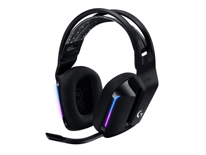 Logitech Logitech G733 LIGHTSPEED Wireless Gaming Headset with LIGHTSYNC RGB, 29+ Hours of Battery Life, PRO-G 40 mm Drive, Cardioid Microphone, Suspension Straps, Black | 981-000864 - product view 3 of 3