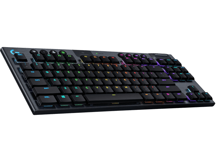 Logitech Logitech G915 TKL Tenkeyless LIGHTSPEED Wireless RGB Keyboard, Carbon English International (QWERTY) Clicky, Low-profile Mechanical Switches, 40 hours Battery-life, Thin Design, Black |  920-009537 - product view 2 of 5