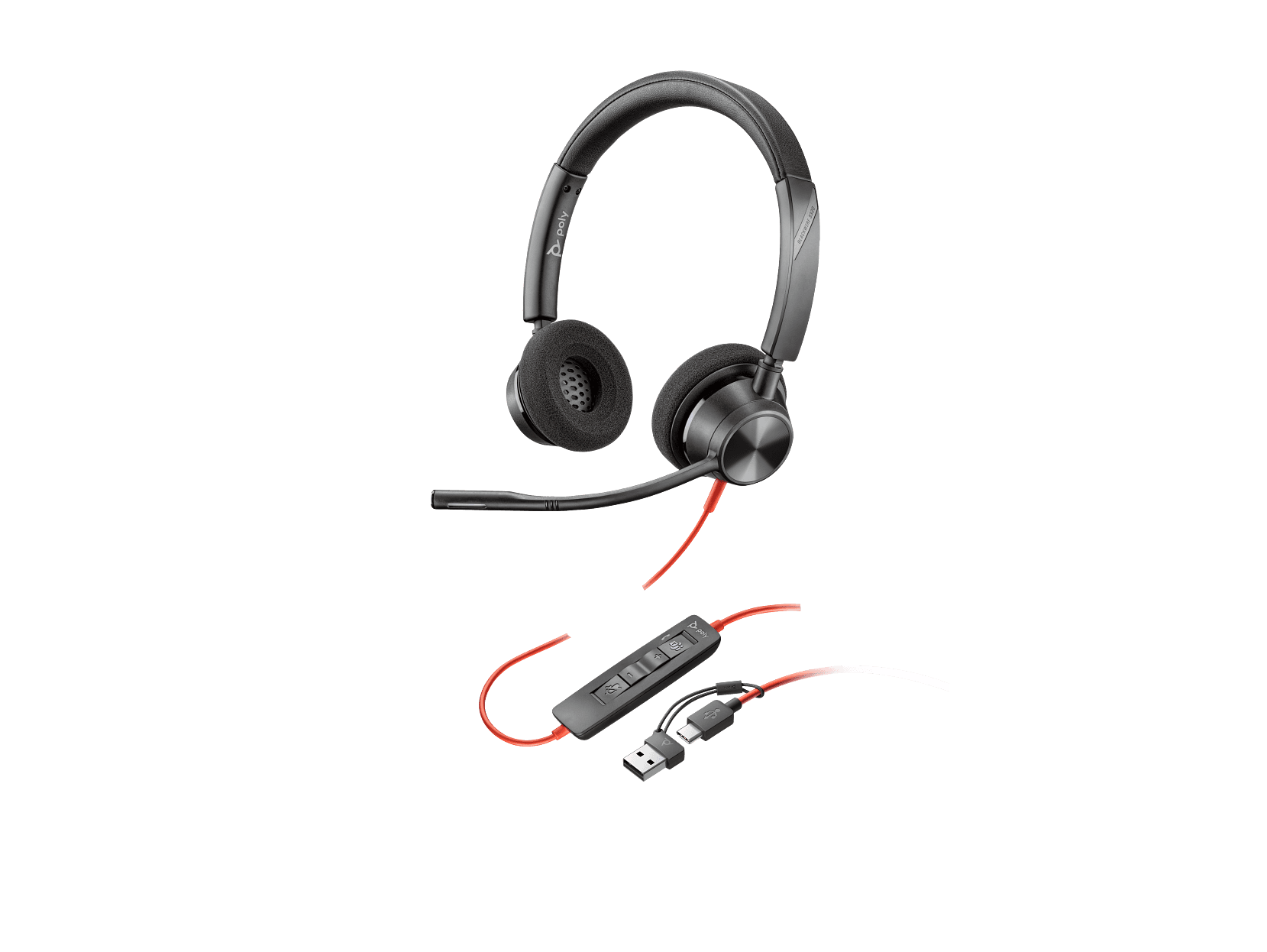 Poly Blackwire 3320 Stereo Microsoft Teams Certified USB-C Headset +USB-C/A Adapter, Noise cancelling Microphone | 8X220AA – Buy Online