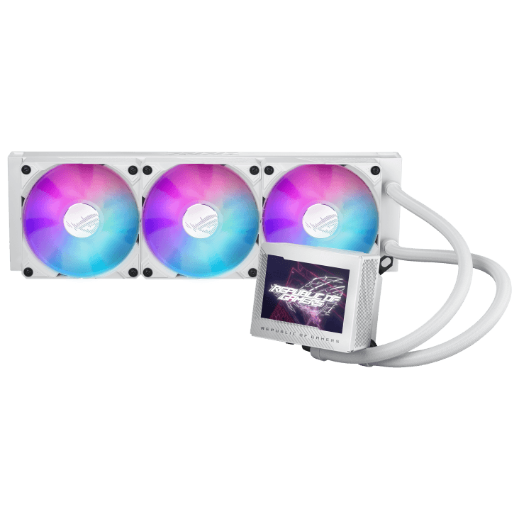 Asus ASUS ROG RYUJIN III 360 ARGB Liquid CPU Cooler, 3.5" Full Color LCD, 3x 120mm Magnetic Daisy-chainable Fan, 360mm RadiatoR .21.08 CFM Airflow, 2200 RPM Speed, PWM/ DC Control, White | 90RC00L2-M0UAY0  2YEAR WARRANTY - product view 2 of 6