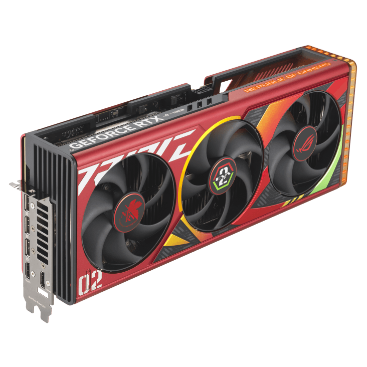 Asus  ASUS ROG Strix GeForce RTX 4090 OC EVA-02 Edition Graphics Card, 24GB GDDR6X 384-bit Memory, 2640 MHz OC Boost Clock, 21 Gbps Memory Speed, 16384 CUDA Cores, 4x Max Display | 90YV0ID5-M0NM00 - product view 1 of 8