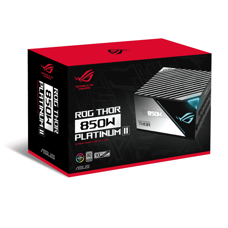 Asus ASUS ROG THOR 850W Platinum II Fully Modular Power Supply, 80 Plus Platinum,135mm Wing-blade Fan with PWM Control, ROG Heatsinks, OLED Display, Aura Sync, Low-ESR Capacitors | 90YE00L2-B0NA00 - product view 2 of 6