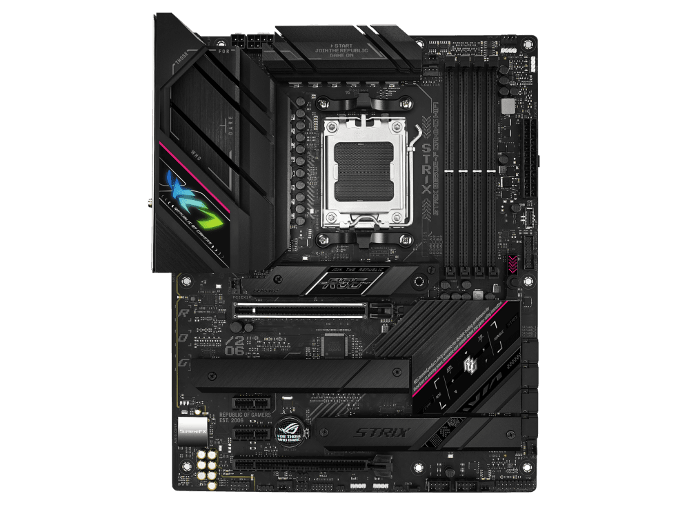 ASUS ROG STRIX B650E-F GAMING WIFI ATX Motherboard, AM5 Socket, AMD B650 Chipset, Intel 2.5Gb Ethernet, 4 x 2-Channel DDR5 128GB Max, 1xPCIe 5.0x16, 3xM.2 PCIe, USB 2.0/3.2 1xHDMI/DP | 90MB1BQ0-M0EAY0 – Buy Online