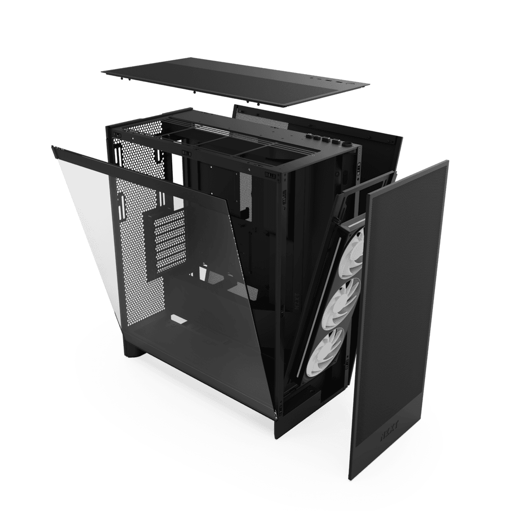 NZXT NZXT H7 Flow RGB Mid-Tower ATX Airflow Case with RGB Fans, Motherboard Support upto E-ATX, SGCC Steel, Dark Tinted Tempered Glass, F360 RGB Core Single-frame Fan, Supports up to 420mm Radiator, 10-Fan Capacity, Black | CM-H72FB-R1 - product view 3 of 6