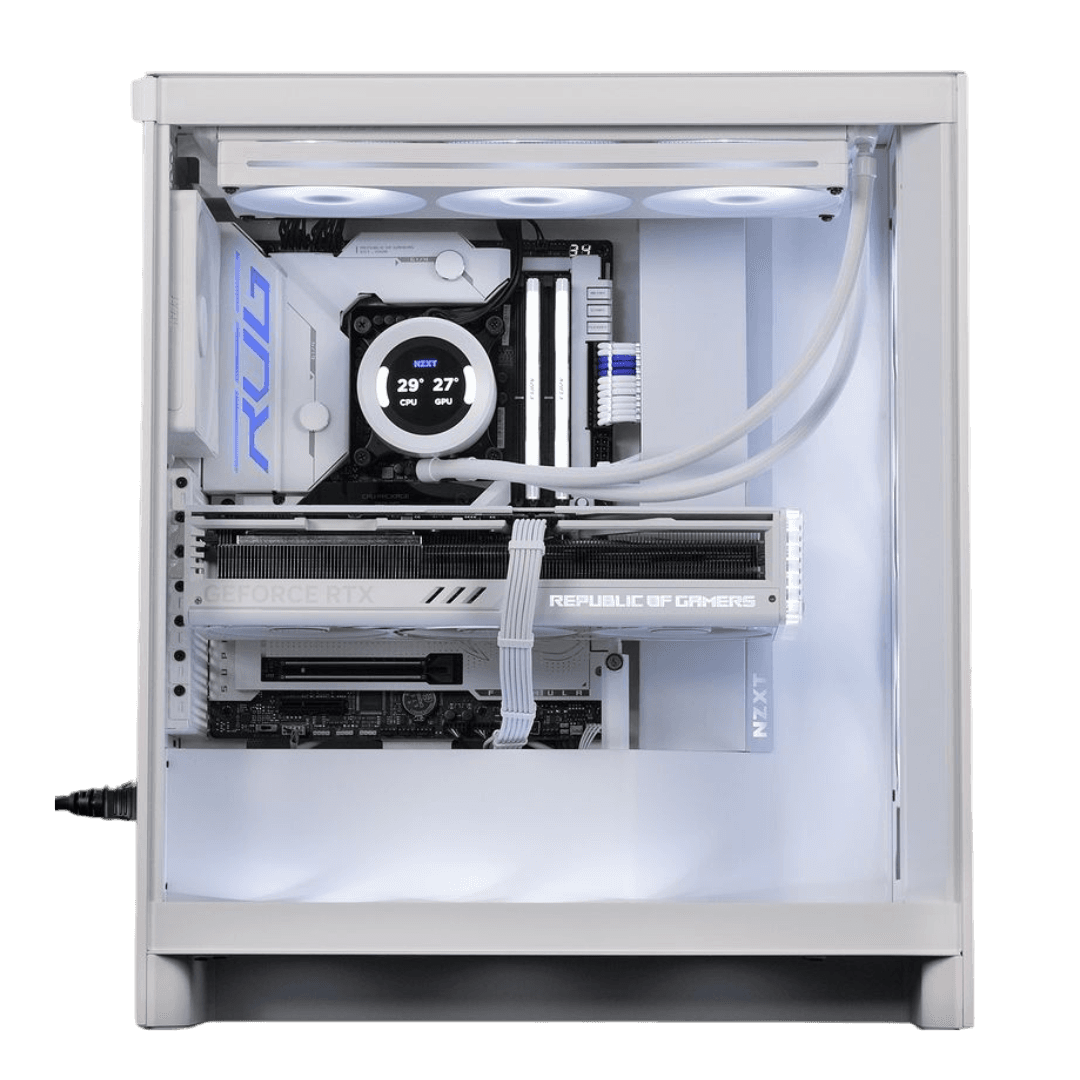 NZXT H7 RGB 2024 version White AMD Gaming PC Built, AMD 7800X3D Ryzen 7, 8 Cores, 16 Threads, DUAL 4060Ti 8GB GT111 OC, 32GB (2x 16GB) 6000MTs, 2TB NVMe SSD, 850W