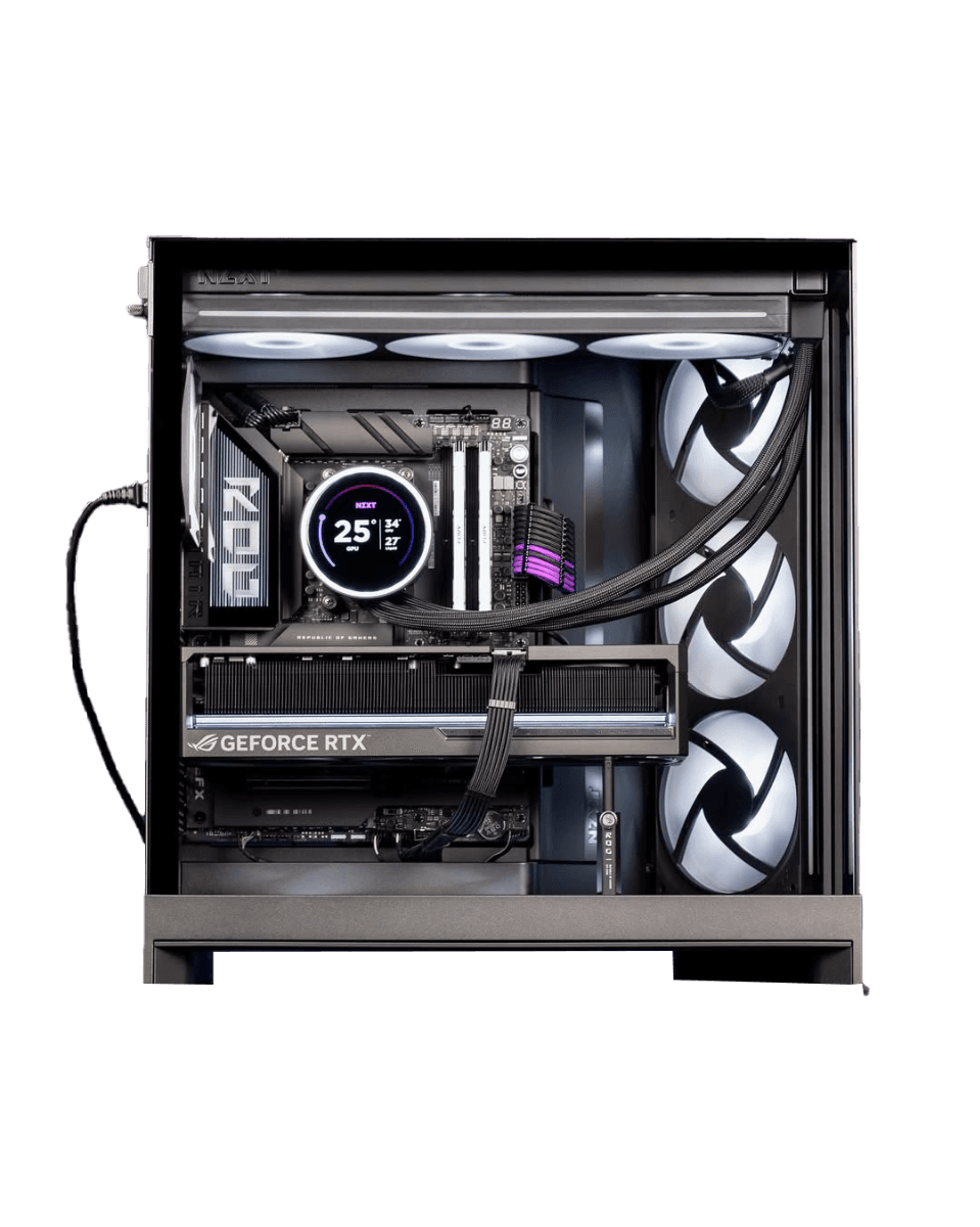 Nanotech Ultimate Gaming & Creation PC: AMD Ryzen 9 9950X3D + ROG ASTRAL RTX 5090 OC 32GB, 64GB DDR5 6000MHz RGB, 2TB PCIe Gen5 SSD (14,500MB/s), 420mm IPS LCD AIO, 1500W Platinum ATX 3.1 PSU, WiFi 7, NZXT H9 Flow RGB - product view 2 of 6