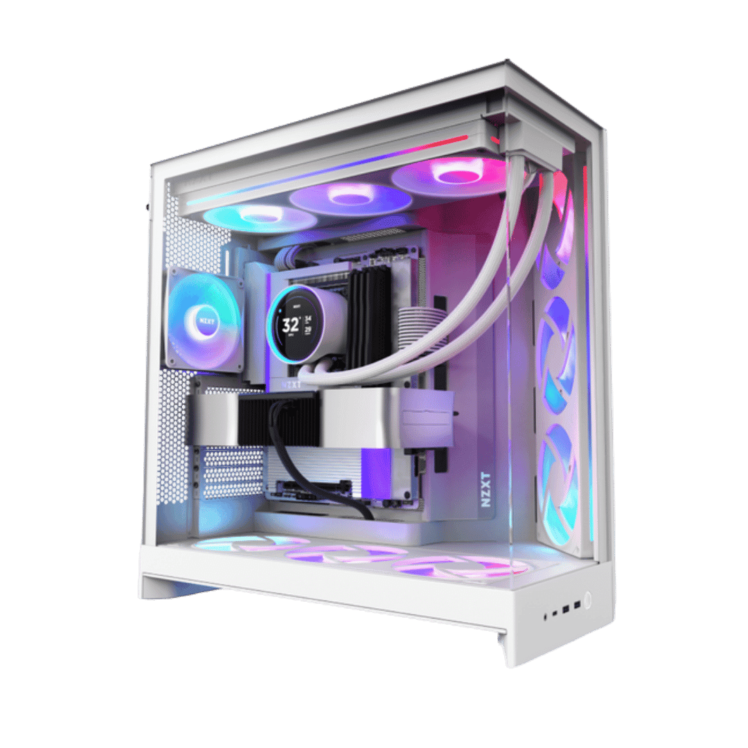 Ultimate White Gaming & Creator PC: AMD Ryzen 9 9950X3D + ROG ASTRAL RTX 5080 16GB, 64GB DDR5 6000MHz RGB, 2TB PCIe 5.0 SSD (14,700 MB/s), 420mm LCD AIO, 1200W Gold, WiFi 7, NZXT H9 Flow – Buy Online
