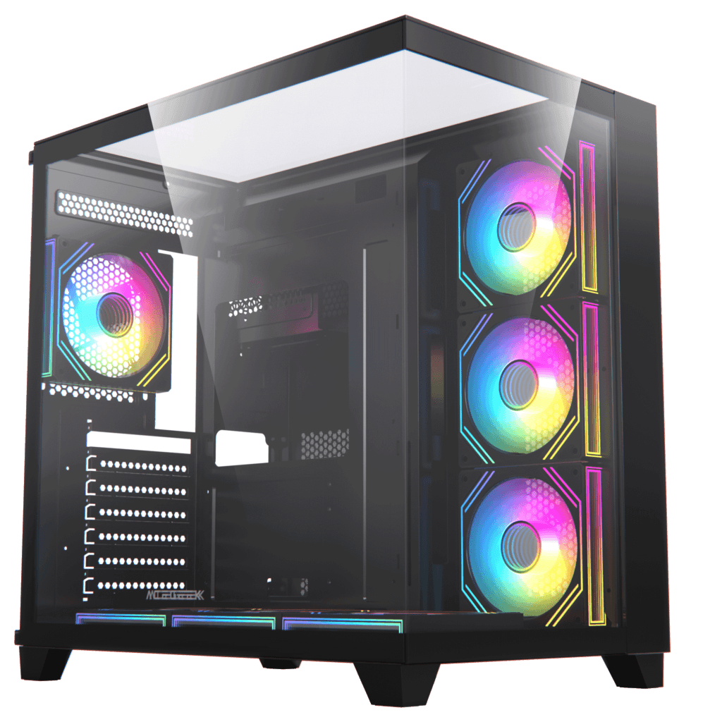 AceGeek Horizon Type-C Dual Chamber Panoramic Tempered Glass ATX Gaming Case with High Speed Connectivity Black | AG-HORIZON-BK – Buy Online