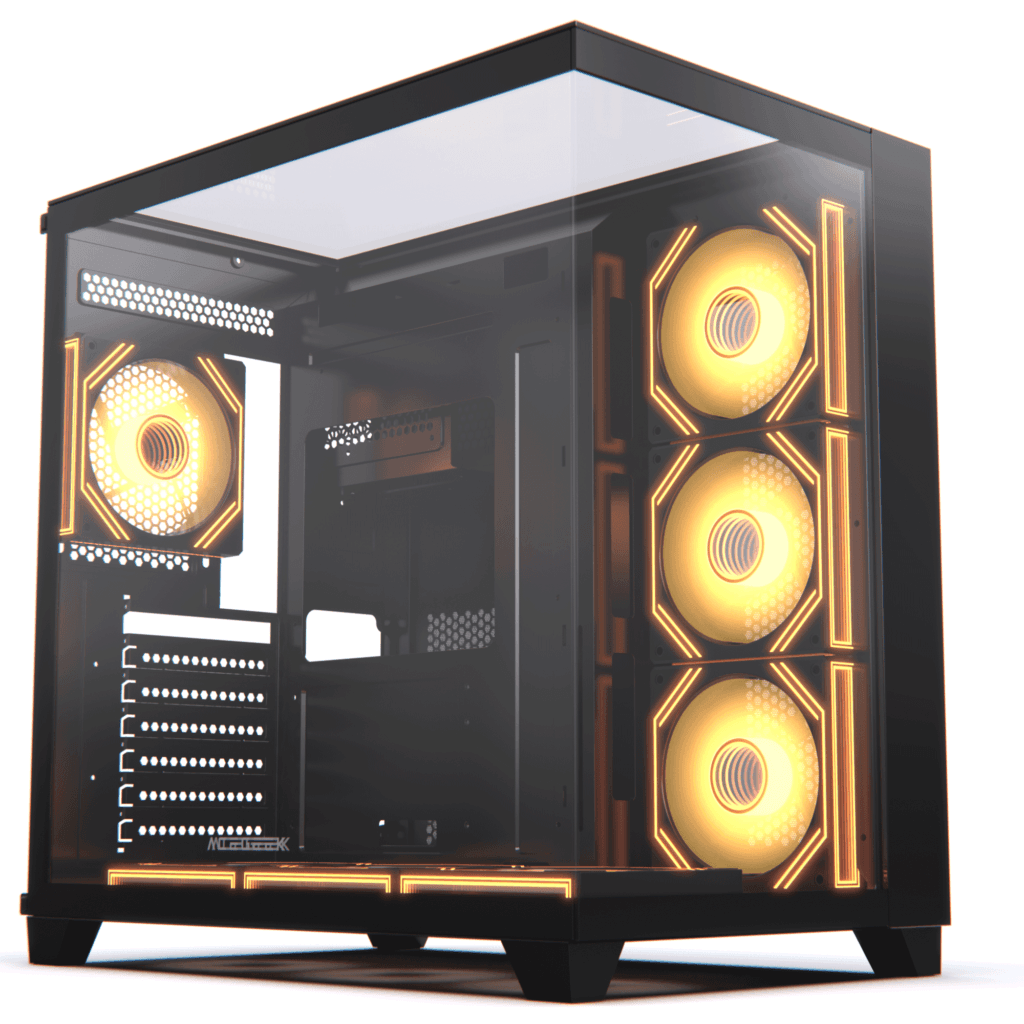 ACEGEEK AceGeek Horizon Type-C Dual Chamber Panoramic Tempered Glass ATX Gaming Case with High Speed Connectivity Black | AG-HORIZON-BK - product view 2 of 7