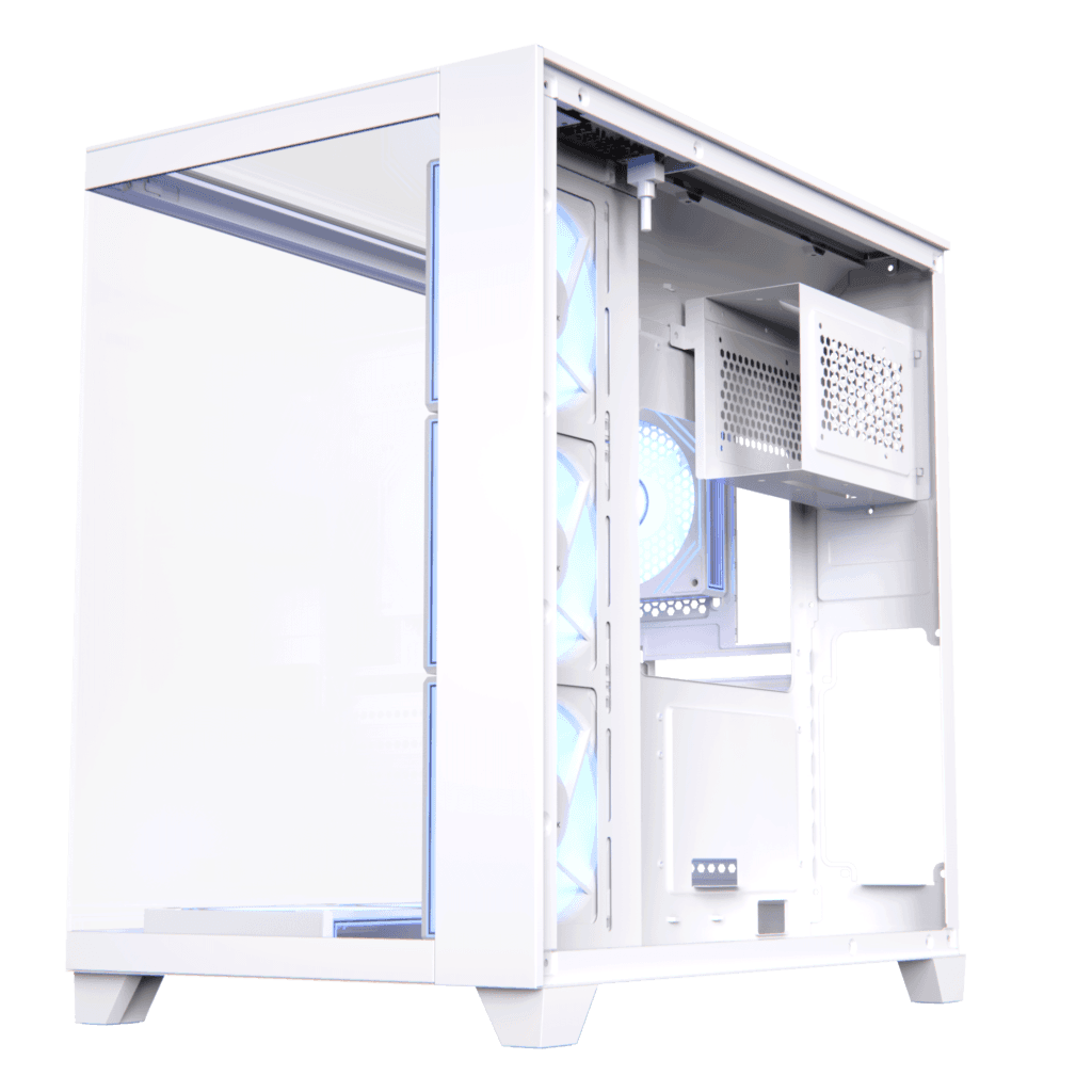 ACEGEEK AceGeek Horizon Type-C Dual Chamber Panoramic Tempered Glass ATX Mid Tower Gaming Computer Case White | AG-HORIZON-WT - product view 3 of 10