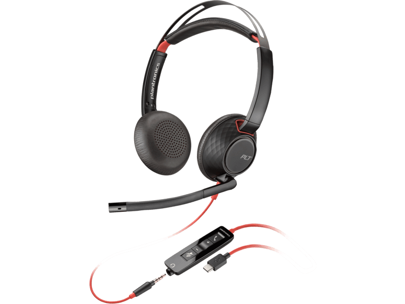 HP Poly Blackwire 5220 Stereo USB-C Headset +3.5mm Plug +USB-C/A Adapter (Bulk), Black | 8X231A6