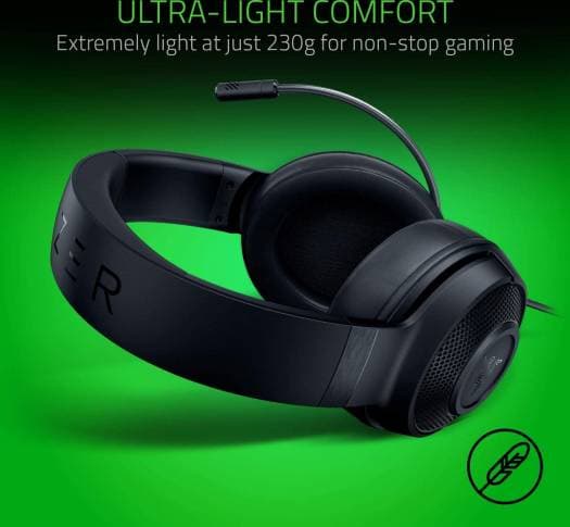 RAZER Razer Kraken X Lite Ultralight Gaming Headset: 7.1 Surround Sound Capable - Lightweight Frame - Bendable Cardioid Microphone - for PC, Xbox, PS4, Nintendo Switch - Classic Black | RZ04-02950100-R381 - product view 2 of 5