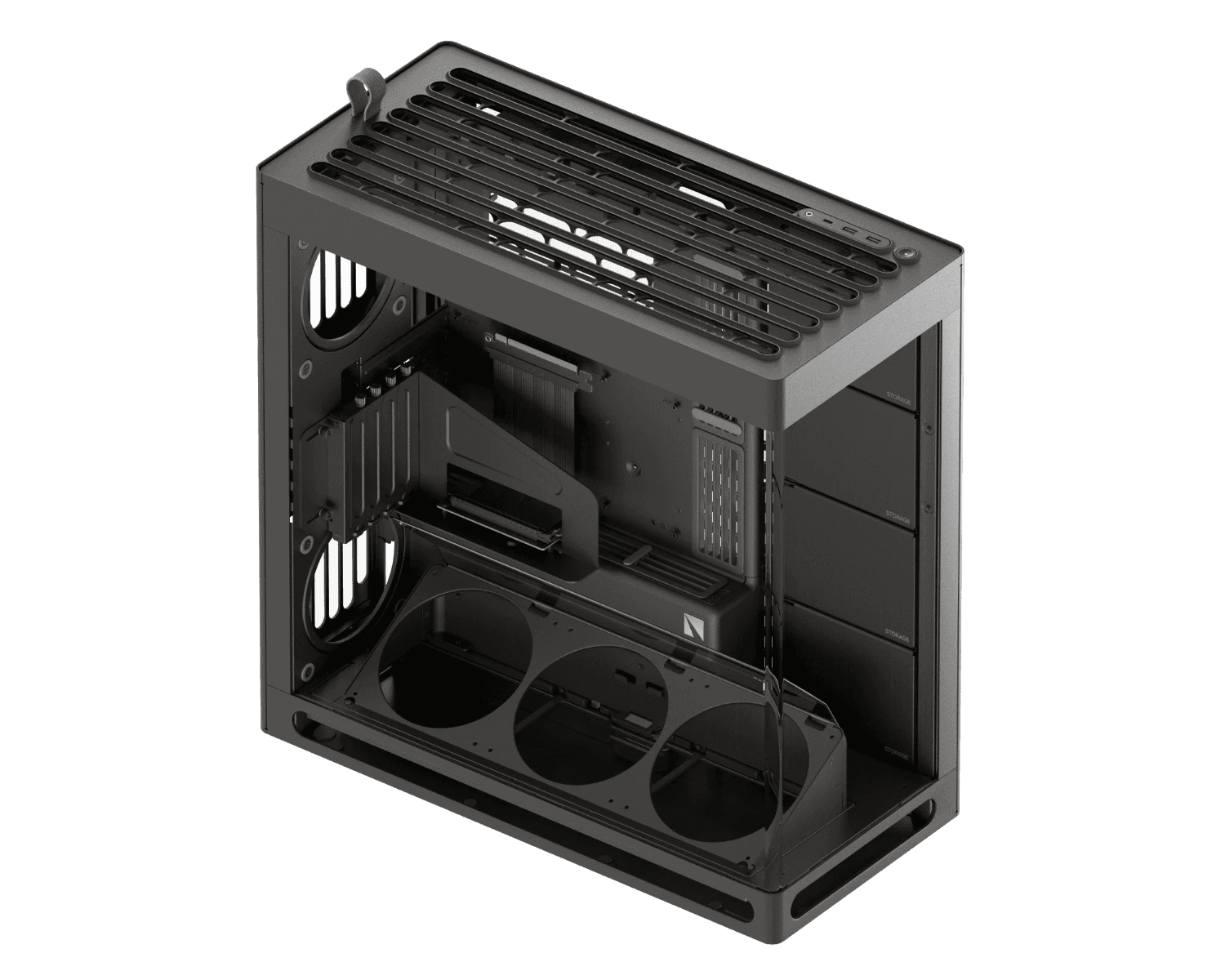 HAVN HAVN HS 420 VGPU Mid-tower PC Case, Motherboard Supports Upto E-ATX, VGPU Mount Kit with a PCI E 5.0 riser cable, 11x Fan Support, 3-way Adjustable GPU Support, Black | HVN-CA-HS420-08 - product view 2 of 7
