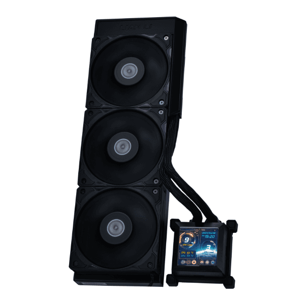 Lian Li HydroShift LCD 360S AIO Liquid Cooler, 2.88???LCD Screen, 3800RPM (Max.) Pump Speed, 5 mm H2O???Max.) Air Pressure, 73.14 CFM???Max.) Air Flow, FDB Bearing, Black | HSLCD36SB BLACK