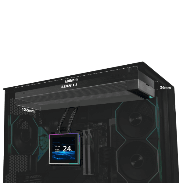 LIAN LI Lian Li HydroShift II LCD-S 360 Fanless AIO Liquid CPU Cooler, 3.4" IPS LCD Display, 3200 RPM Pump, Hidden Tubing Design, Black, | GHS2LCDS36NB - product view 2 of 3