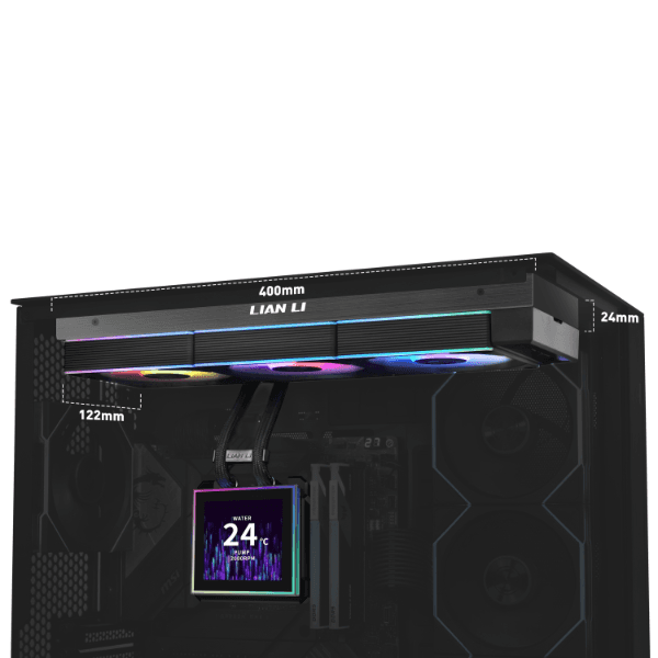 LIAN LI Lian li HydroShiftII LCD-S 360CL Black 360mm AIO Liquid Cooler, 3.4" IPS LCD Display, Wireless Aesthetic, 3200 RPM | G89.GHS2LCDS36CB.00 - product view 3 of 3