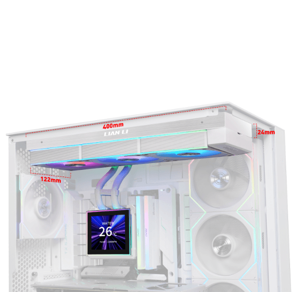 LIAN LI Lian Li HydroShift II LCD-S 360CL White AIO Liquid Cooler, 3.4" IPS LCD, Wireless Aesthetic, 3200 RPM Pump | G89.GHS2LCDS36CW.00 - product view 3 of 3