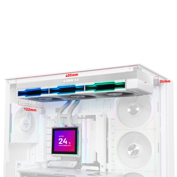 LIAN LI Lian Li HydroShift II LCD-S 360TL White AIO Liquid Cooler, 3.4" IPS LCD, Wireless Aesthetic, 3200 RPM Pump | G89.GHS2LCDS36TW.00 - product view 3 of 3