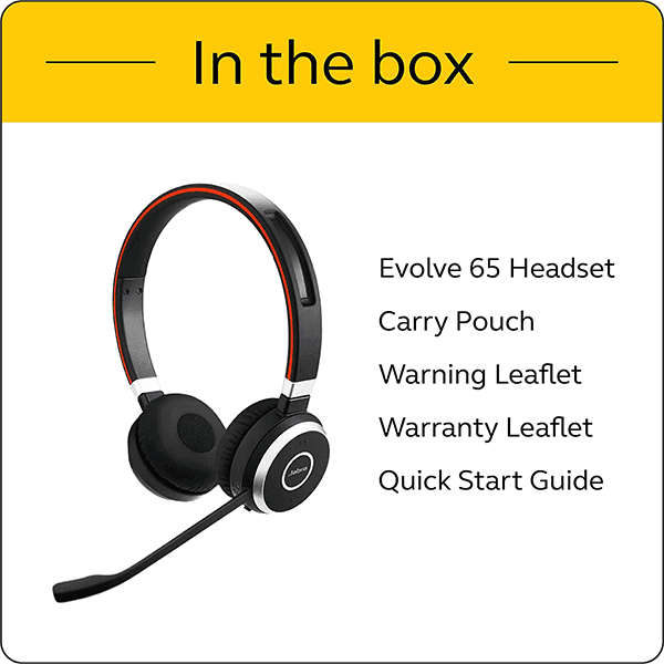 Jabra Jabra Evolve 65 SE Link380a MS Stereo Bluetooth Headset with Dual Connectivity, Noise Cancelling Microphone, Up to 12h Battery Life, 30m Wireless Range, For Multi Tasking, Black | 6599-833-309 - product view 3 of 7