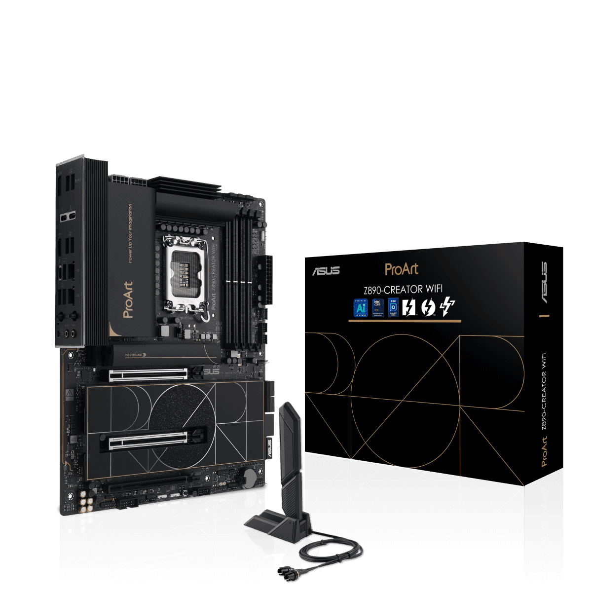 Asus PROART Z890-CREATOR WIFI Intel Z890 LGA1851 ATX Content Creation motherboard, PCIe 5.0, DDR5 slots, 2x USB4® ports, 10G & 2.5G Ethernet, WiFi 7, 5x M.2 slots, USB 20Gpbs front-panel header | 90MB1JD0-M0EAY0 – Buy Online