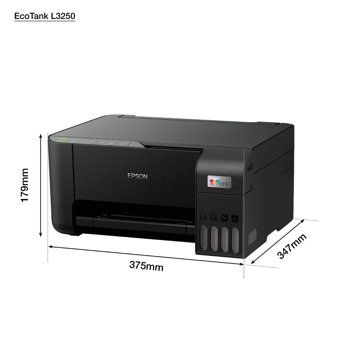 EPSON  EPSON EcoTank L3250 A4 Color 3-in-1 Printer, With Wi-fi Direct, 5760 x 1440 DPI Resolution, 33ppm Print Speed, 30 Sheets Output Tray, 100 Sheets Paper Tray, Black - product view 2 of 7