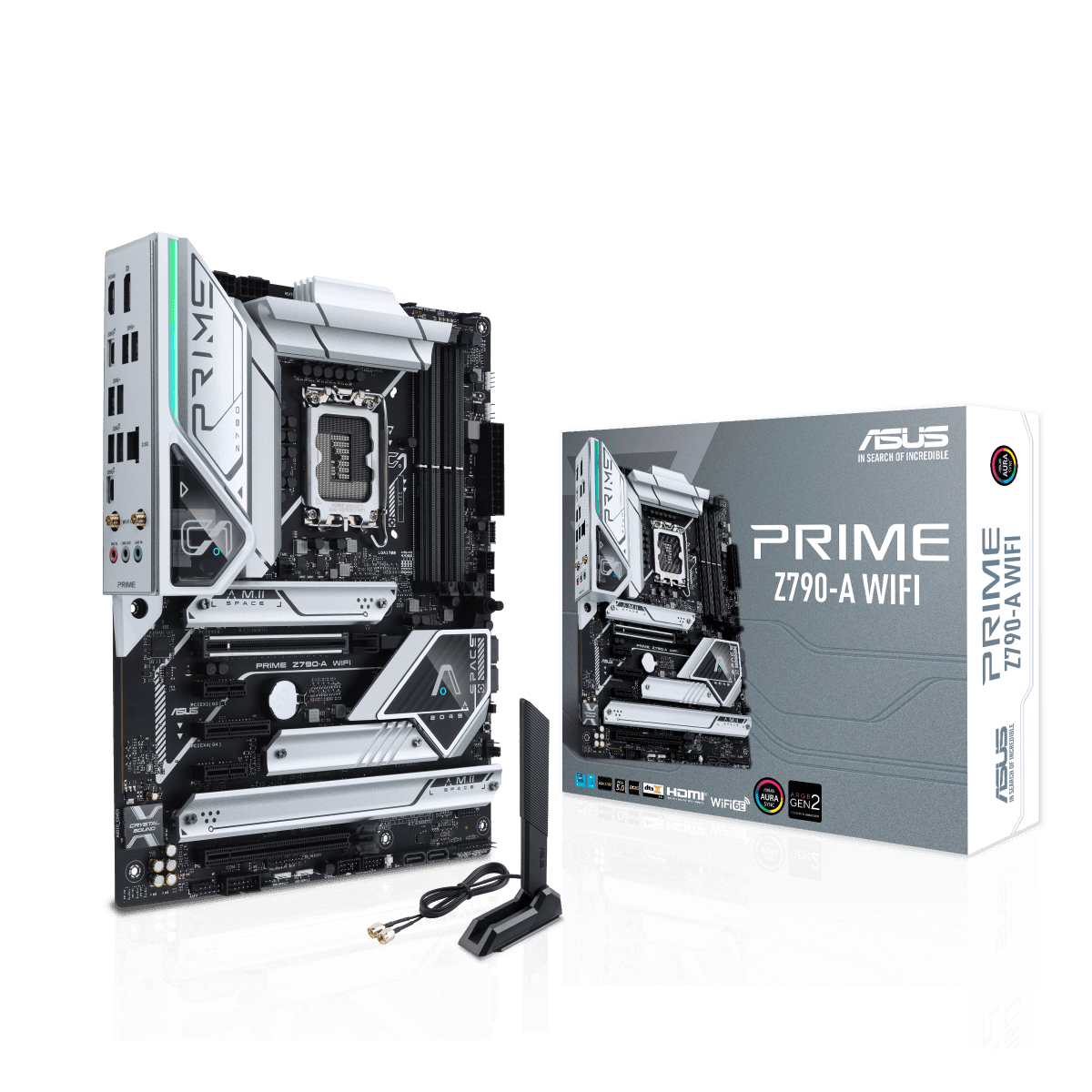 Asus Asus Prime Z790-A Wifi 6E ATX Motherboard, Socket Intel LGA1700, Z790 Chipset, PCIe 5.0, 128GB DDR5 Max Memory, 4x M.2 Slots, Intel 2.5 Gb LAN, USB 3.2, Aura Sync RGB Lighting | 90MB1CS0-M0EAY0 - product view 1 of 7