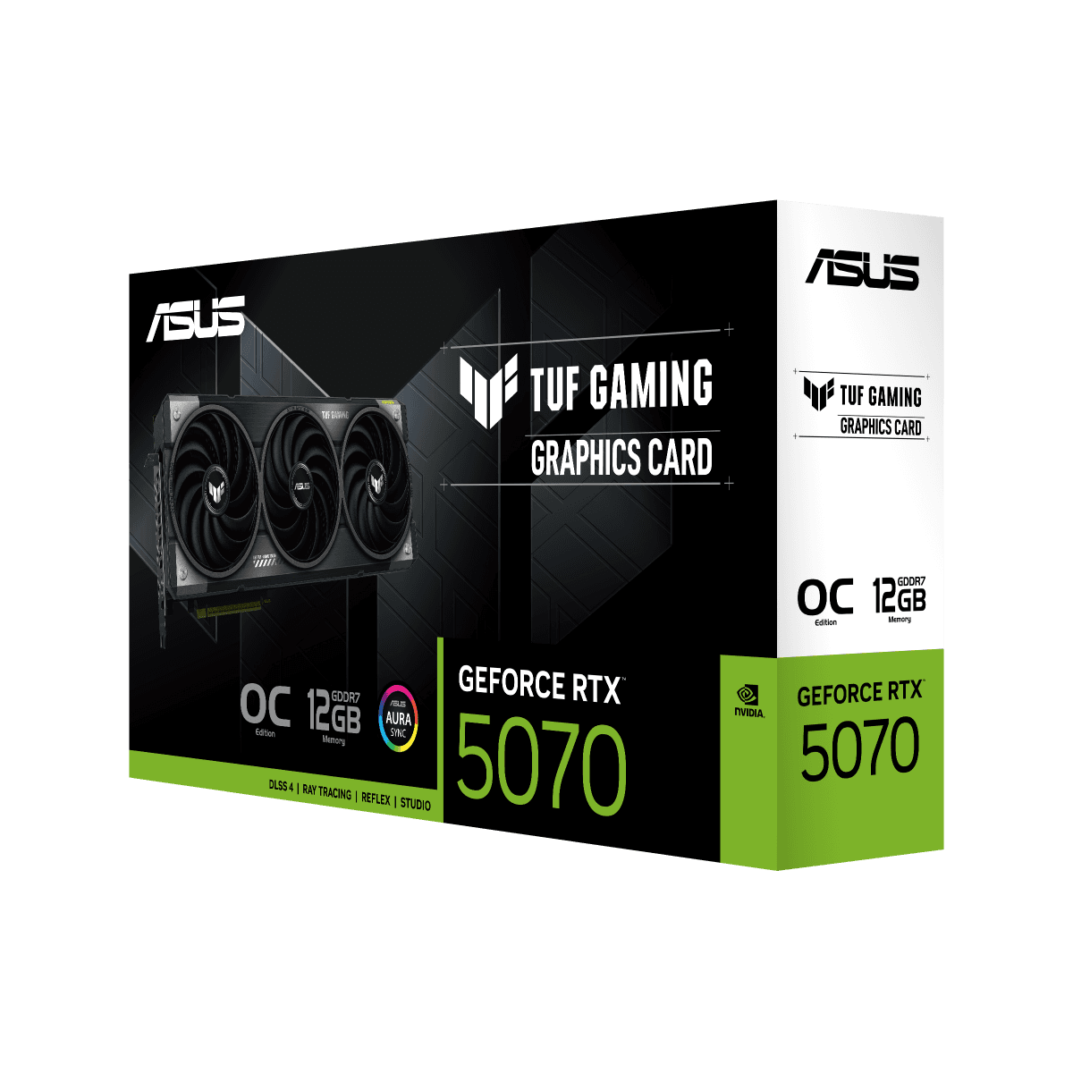 Asus ASUS TUF Gaming GeForce RTX 5070 OC Edition Graphics Card, 12GB GDDR7 192-Bit Memory, 6144 CUDA Cores, 28 Gbps Memory Speed, PCI Express 5.0, Black | 90YV0LZ0-M0NA00 - product view 2 of 7